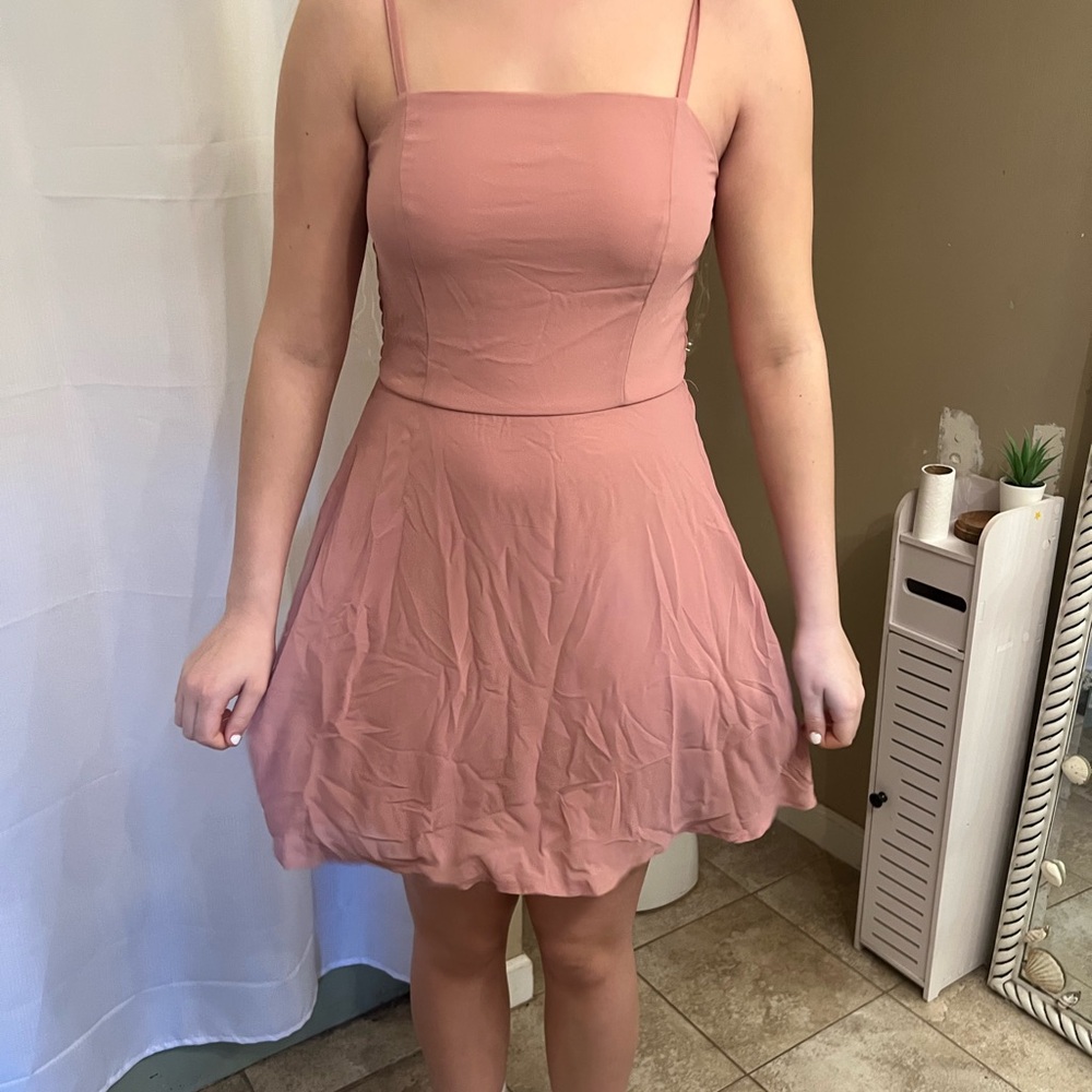 Elegant Pink Spaghetti Strap Dress